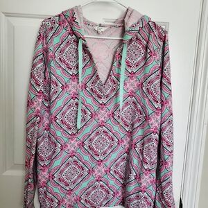 Crown & Ivy XL Hoodie with Pink and Green Design